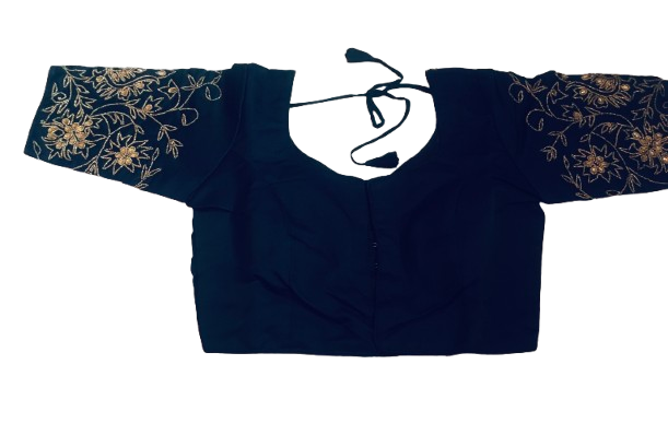 Raw Silk Navy blue Designer Blouse 21